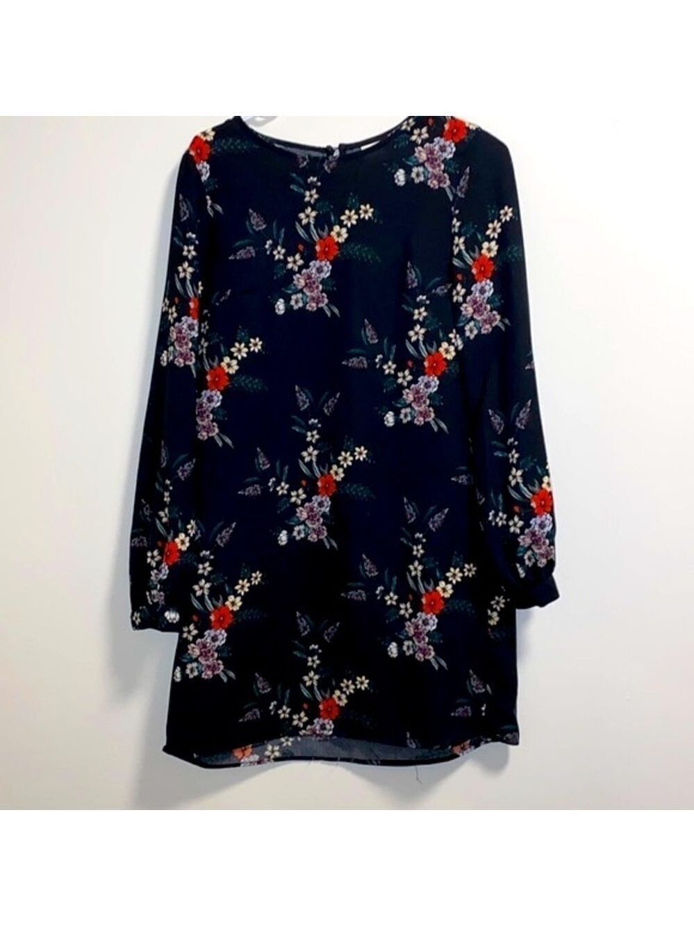 H&M black floral chiffon mini dress